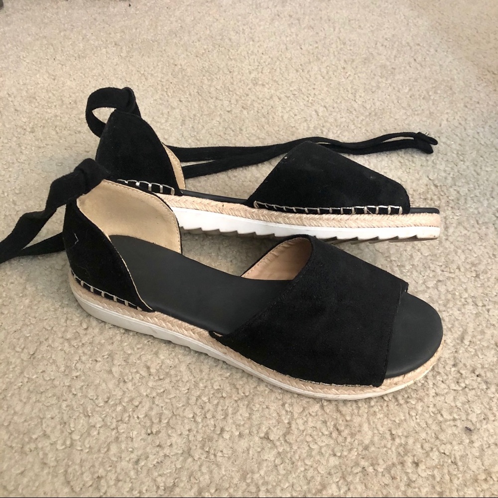 Black lace up espadrilles